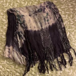 Purple white striped tie dye sparkly scarf